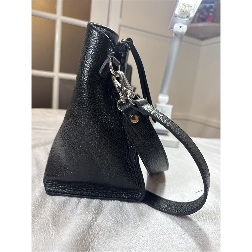 Viola Castellani Womens Black Pebble Italian Leather Hobo Bag‎